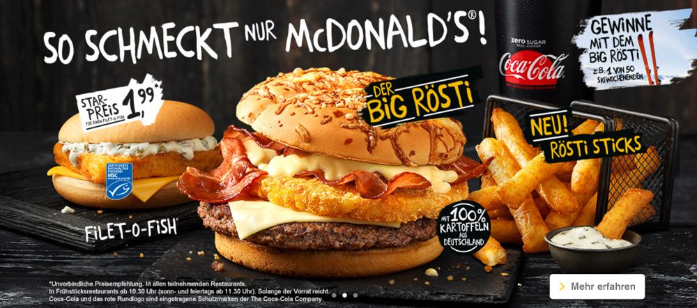 McDonalds Germany Big rosti and Filet o fish