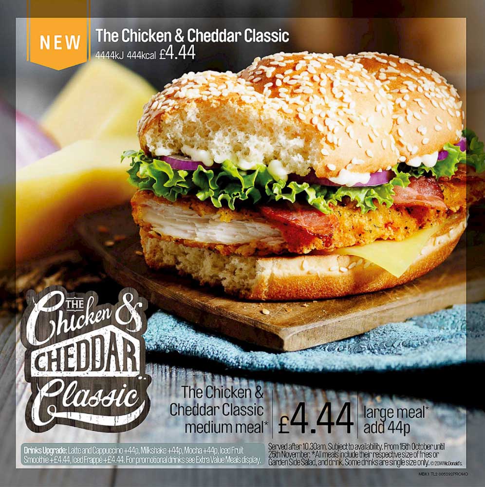 McDonalds UK Chicken and cheddar classic