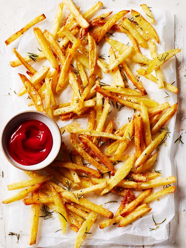 Rosemary and sea salt fries with ketchup