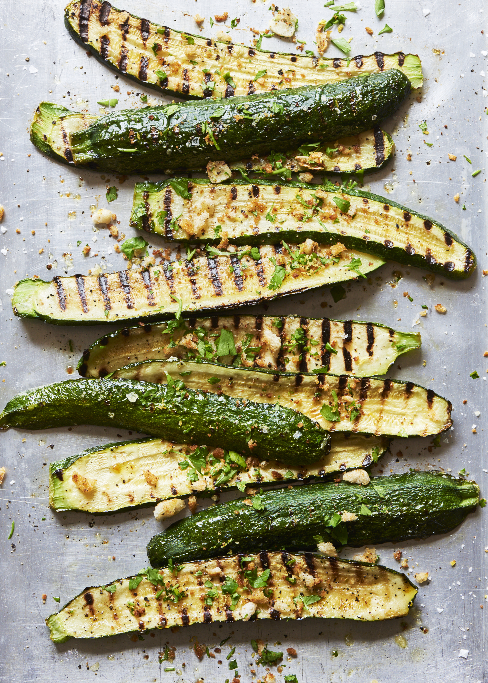 Grilled courgettes with gremolata
