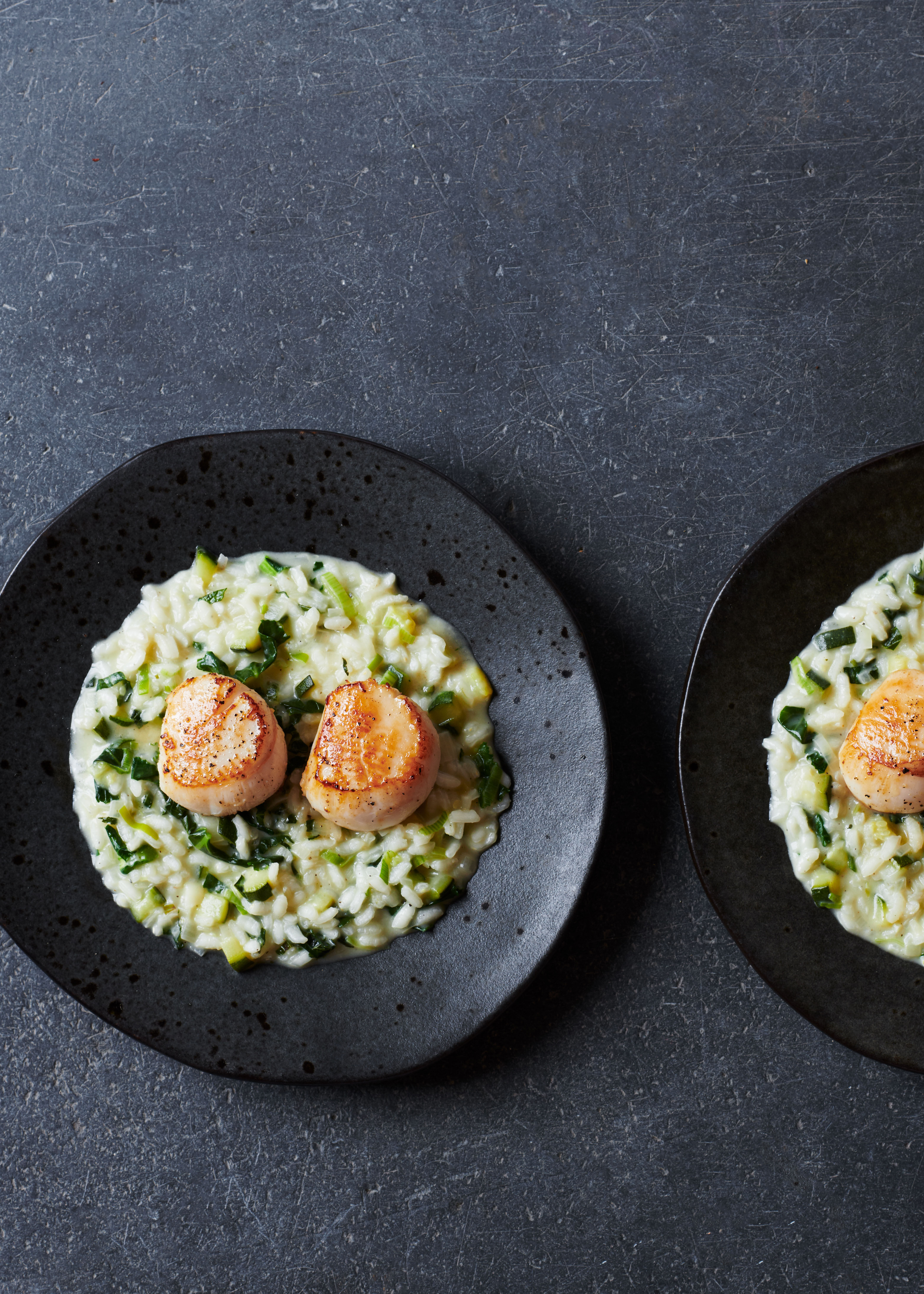 Panfried scallops with risotto